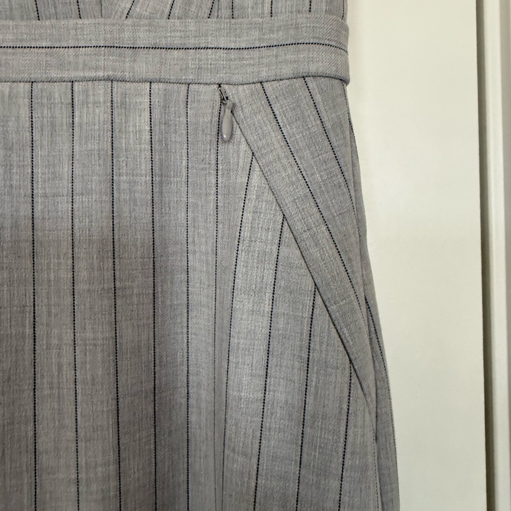 Ann Taylor Light Gray Pinstripe Midi Dress - Picture 4 of 5